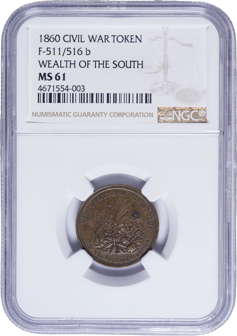 Rare NGC MS-61 1860 Civil War Token