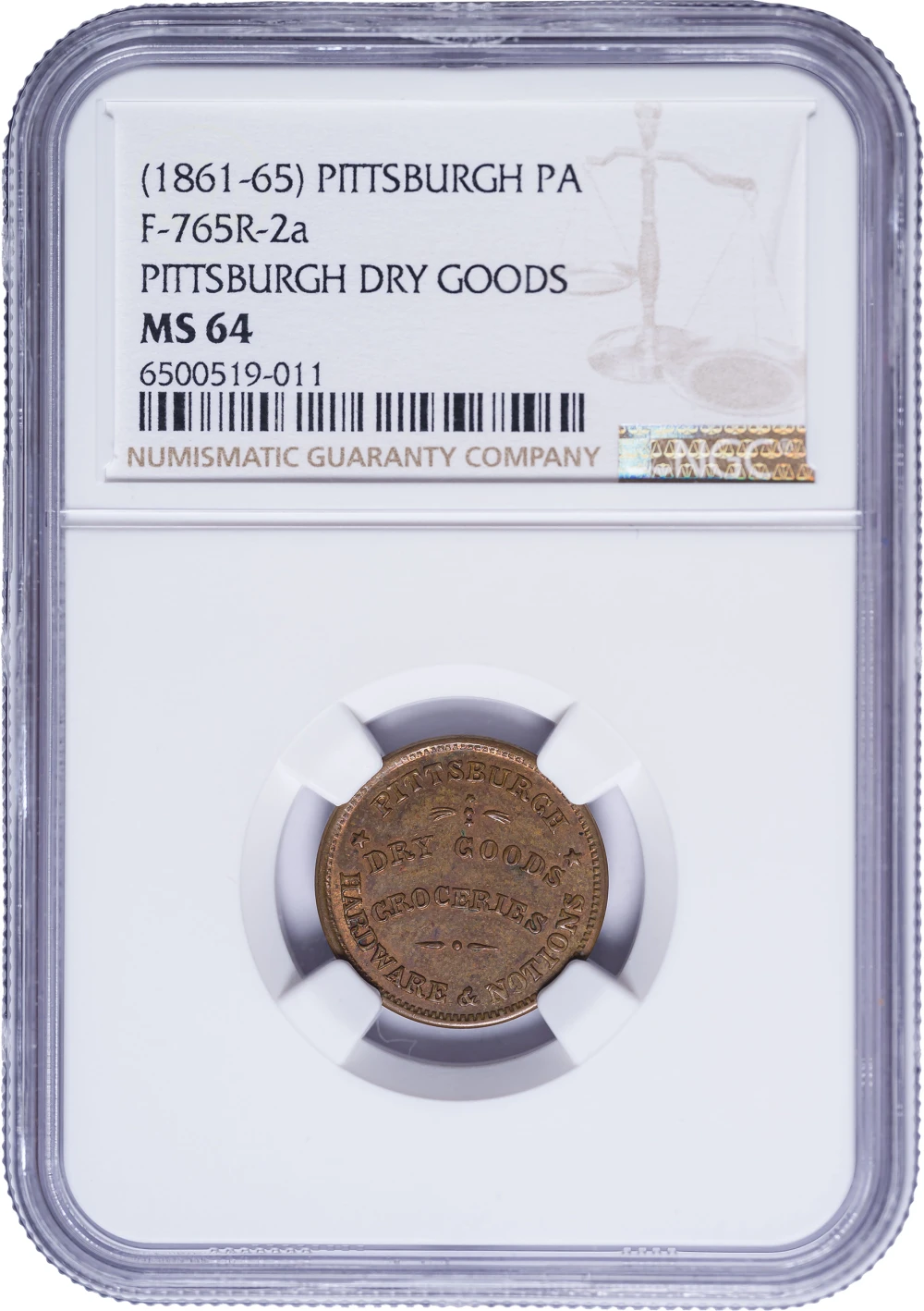 NGC MS-64 (1861-65) Civil War Token