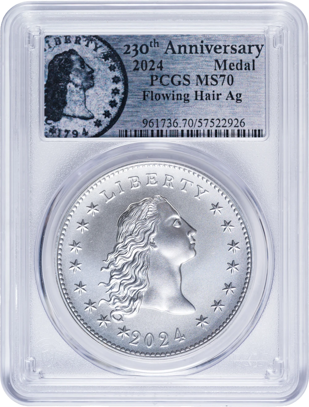 PCGS MS-70 2024 Flowing Hair Medal