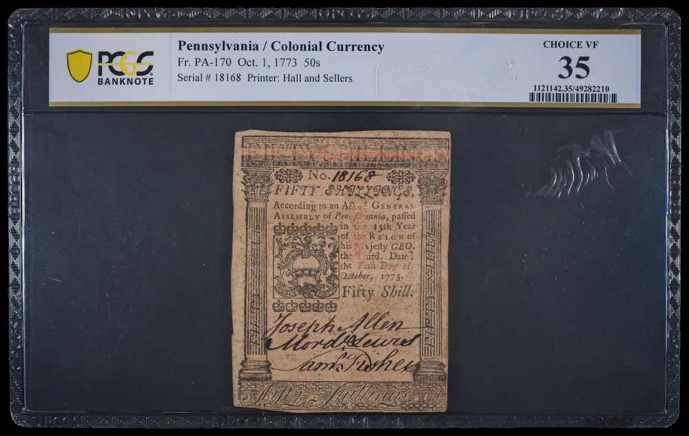 Colonial. Pennsylvania. PCGS VF-35 50 Shillings
