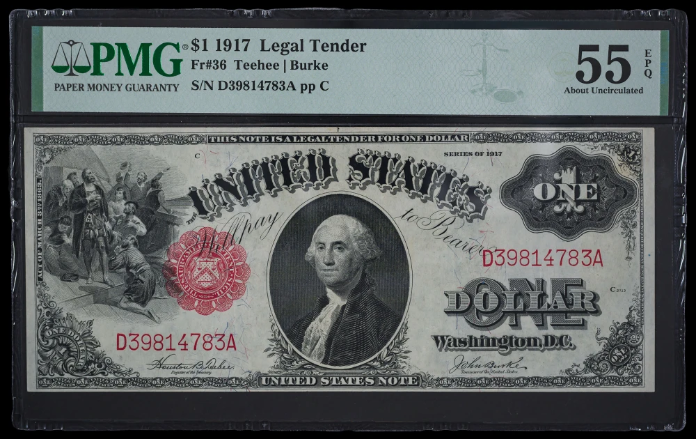 PMG AU-55 EPQ 1917 $1 Note