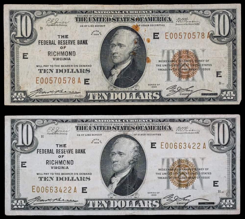 1929 $10 Richmond Pair