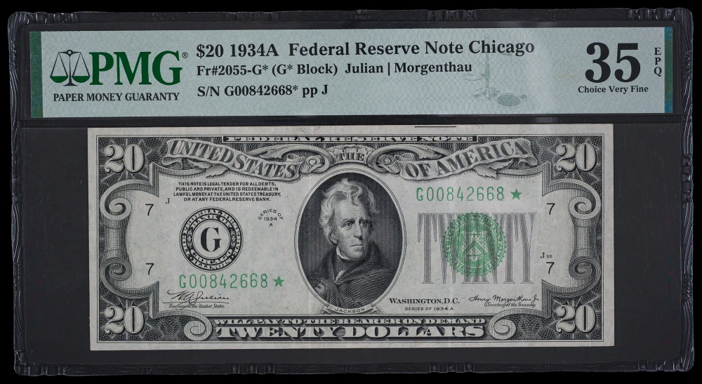 PMG Choice-35 EPQ 1934-A $20 Star Note