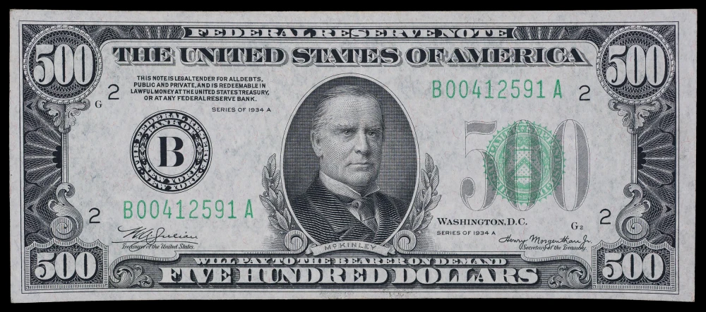 AU 1934-A $500 Federal Reserve Note
