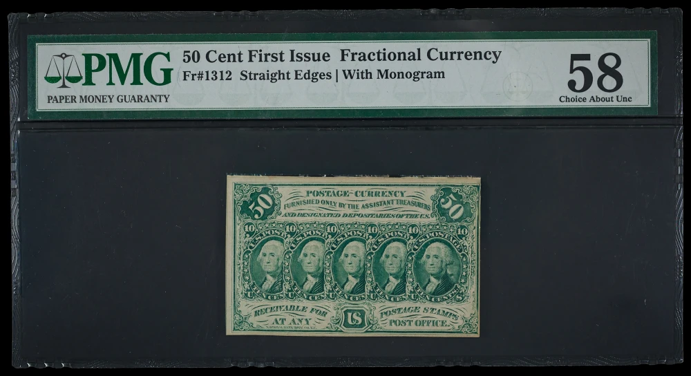 Fractional. PMG AU-58 50-Cents Note