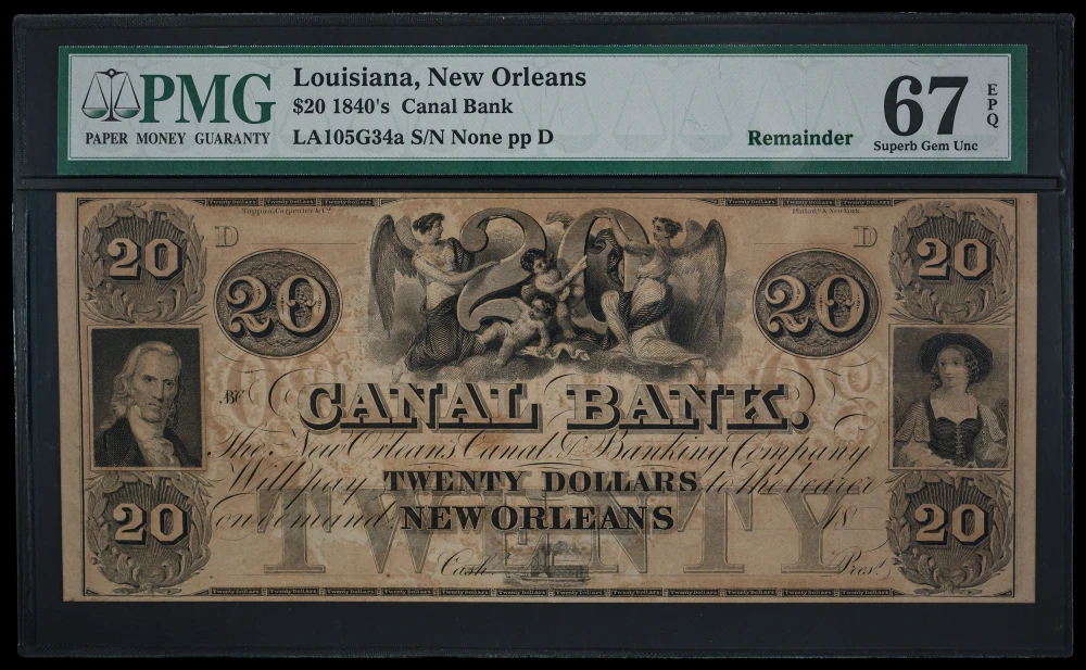 Louisiana. PMG Gem-67 EPQ Canal Bank Remainder