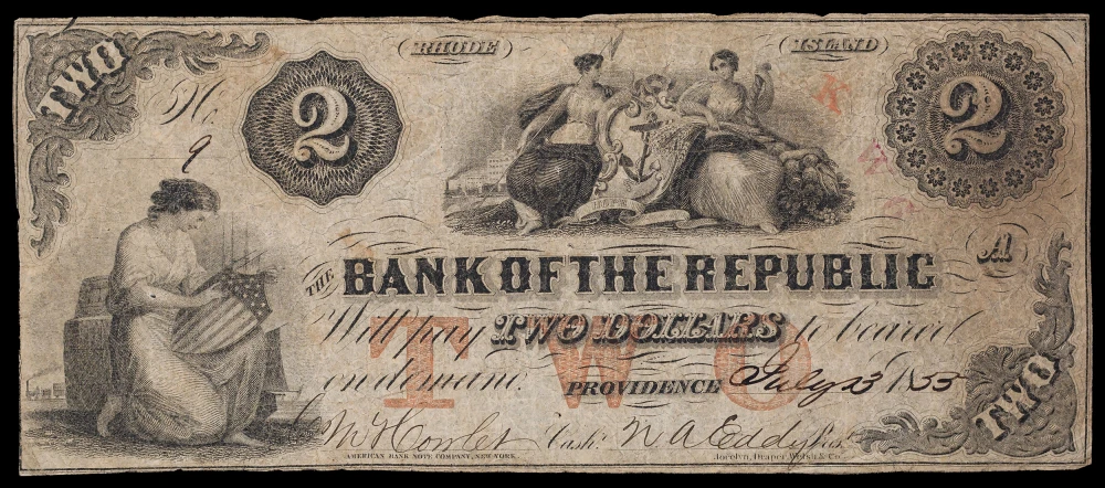 Rhode Island. VF 1855 $2