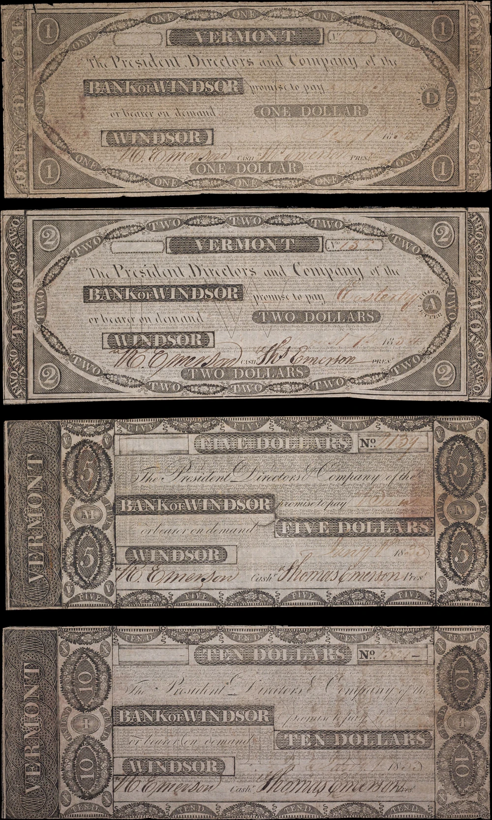 Windsor VT. 4 Diff 1830's Obsoletes