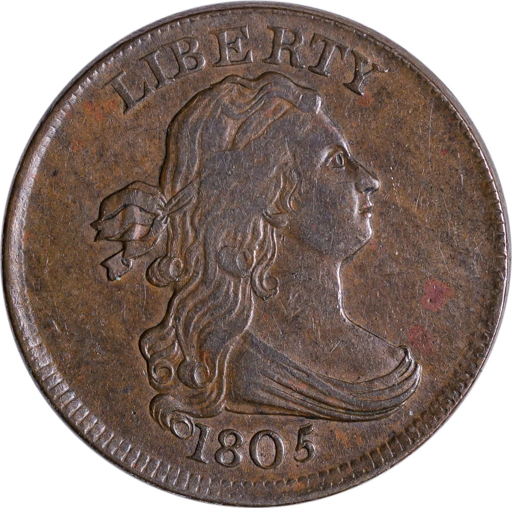 AU-50+ 1805 No Stems Half Cent