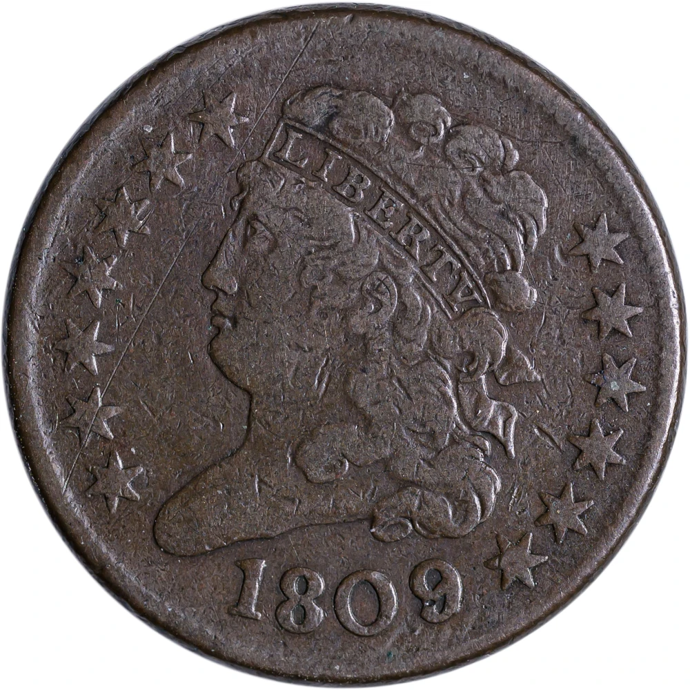 VF-25 1809 / Inverted 9 Half Cent