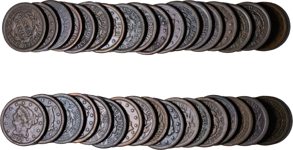 35 Piece Lot Of 1848 Large Cents