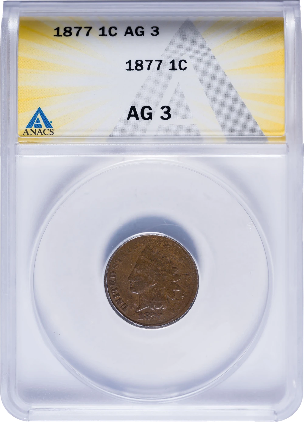 ANACS AG-3 1877 Indian Cent
