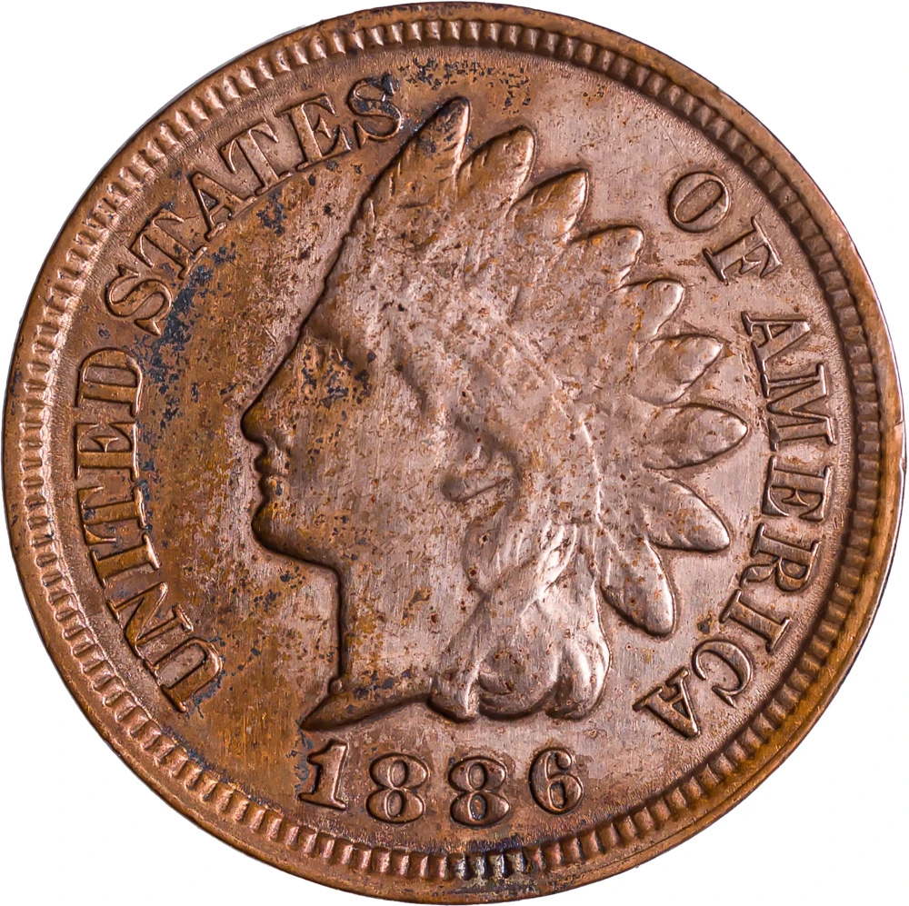 EF-40+ Details 1886 Type 2 Indian Cent