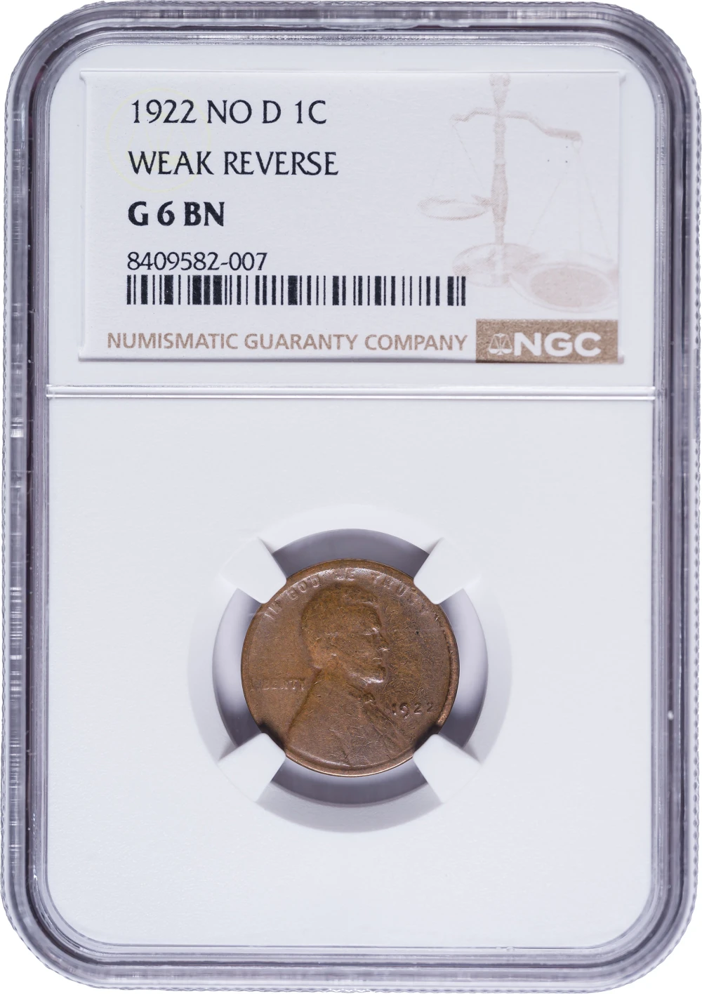 NGC Good-6 1922 No D Lincoln Cent