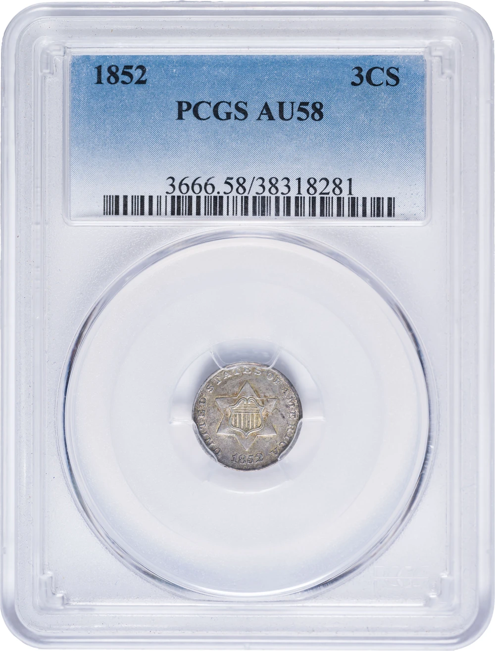 PCGS AU-58 1852 Silver Three-Cents