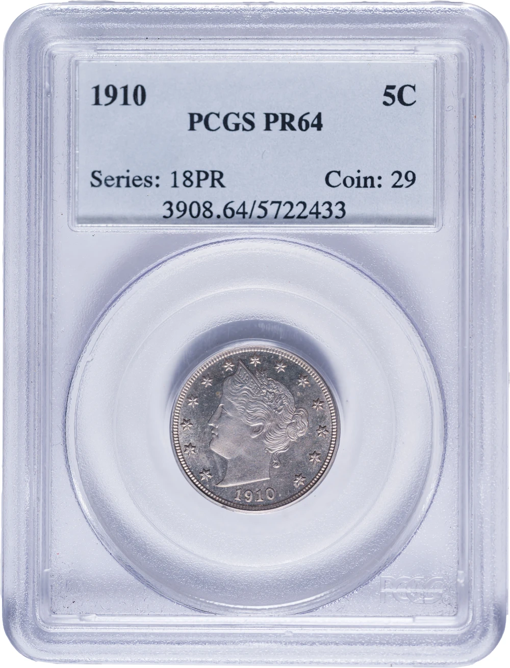 PCGS Proof-64 1910 Liberty Nickel