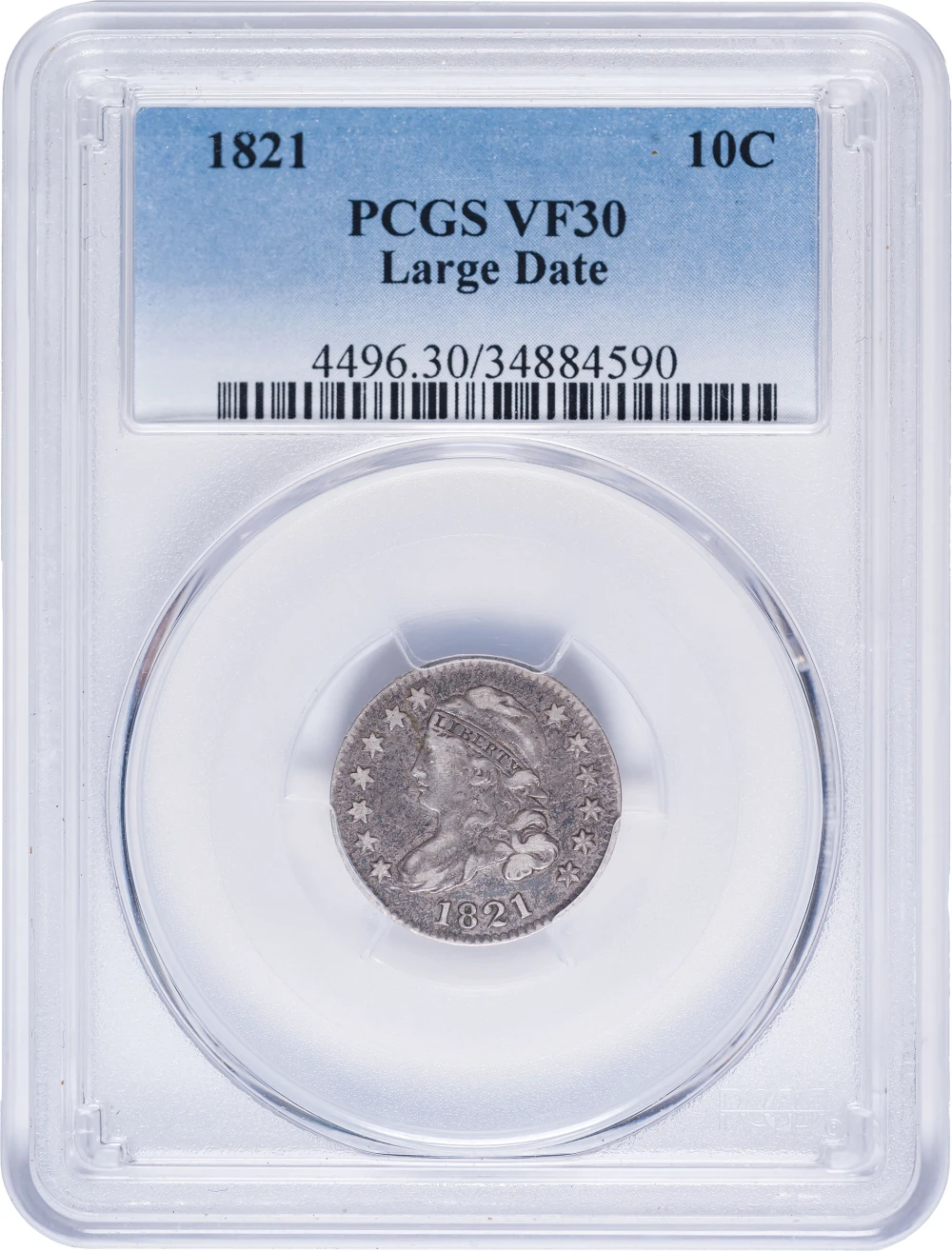 PCGS VF-30 1821 Capped Bust Dime