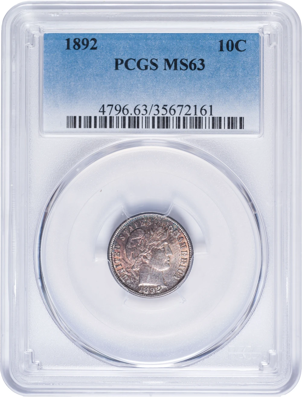 PCGS MS-63 1892 Barber Dime