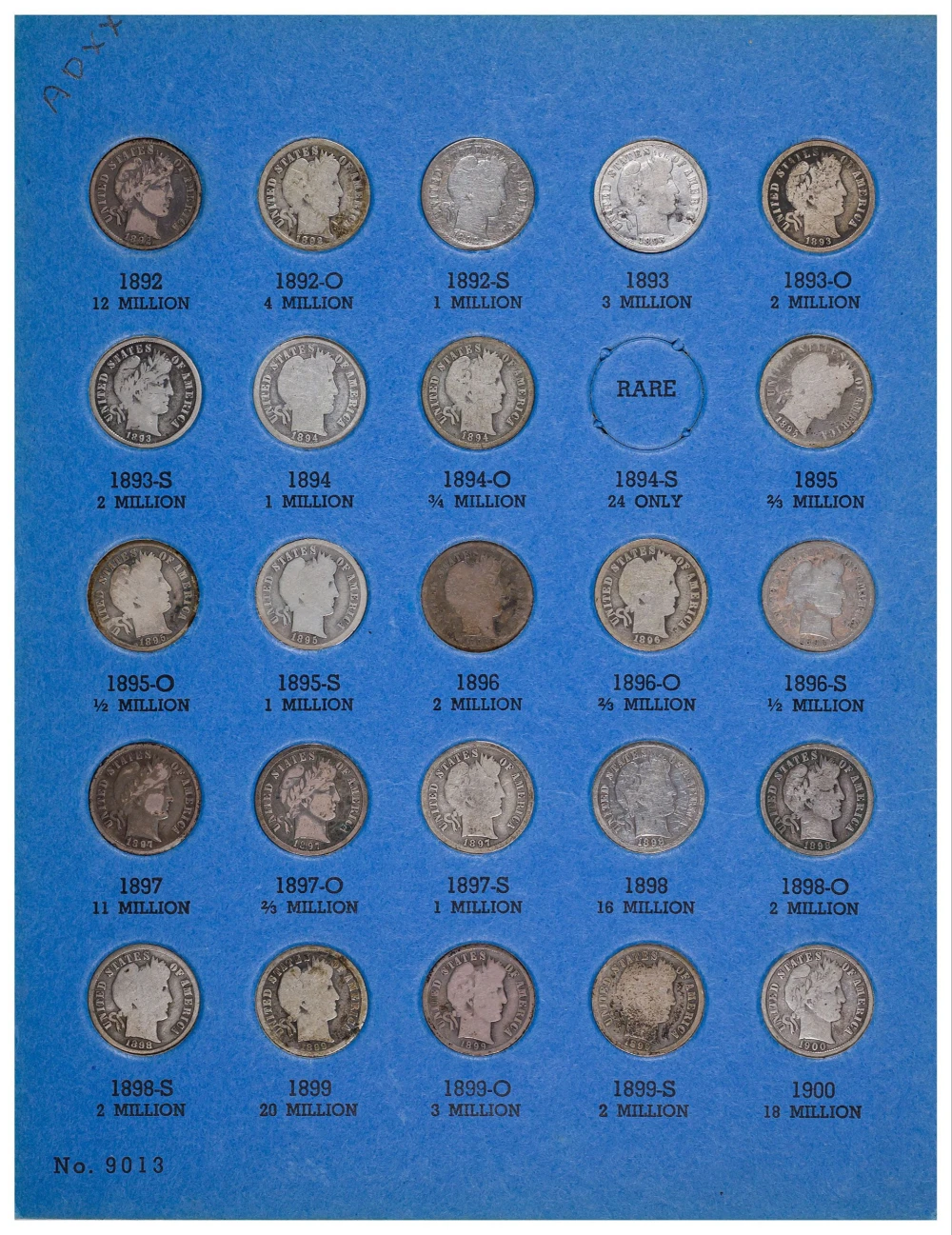 Complete Average Circulated Barber Dime Set