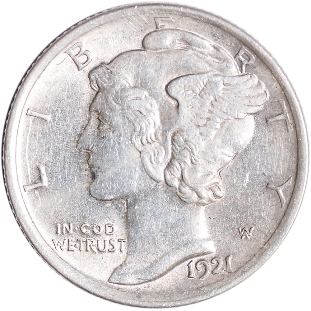 AU-50 FSB 1921 Mercury Dime