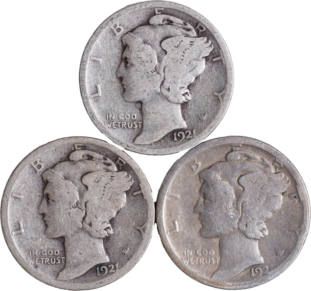 1921-P & D Dime Trio