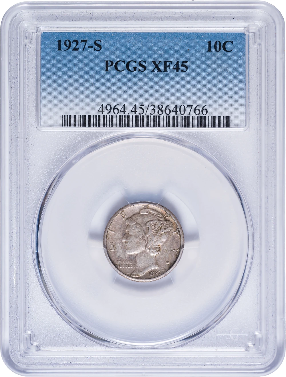 PCGS EF-45 1927-S Mercury Dime