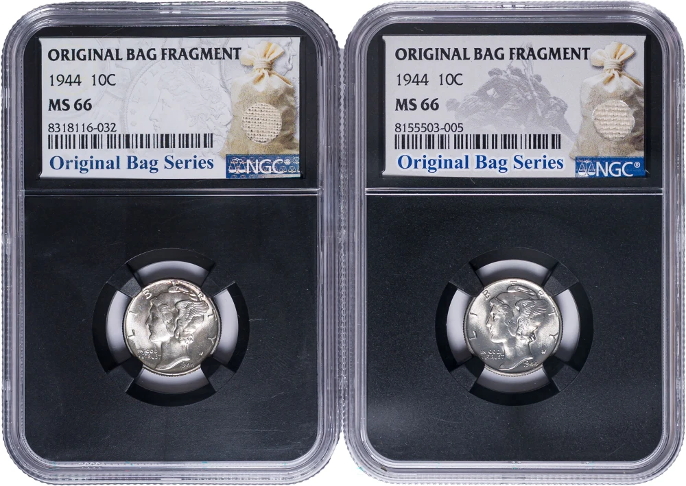 NGC MS-66 1944 Mercury Dime Duo