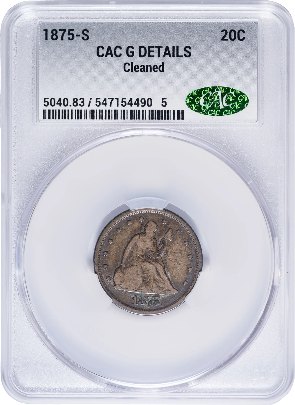 CAC G Details 1875-S Twenty-Cents