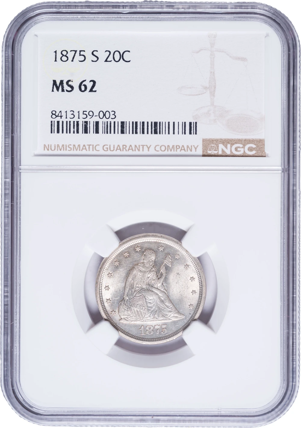 NGC MS-62 1875-S Twenty - Cents