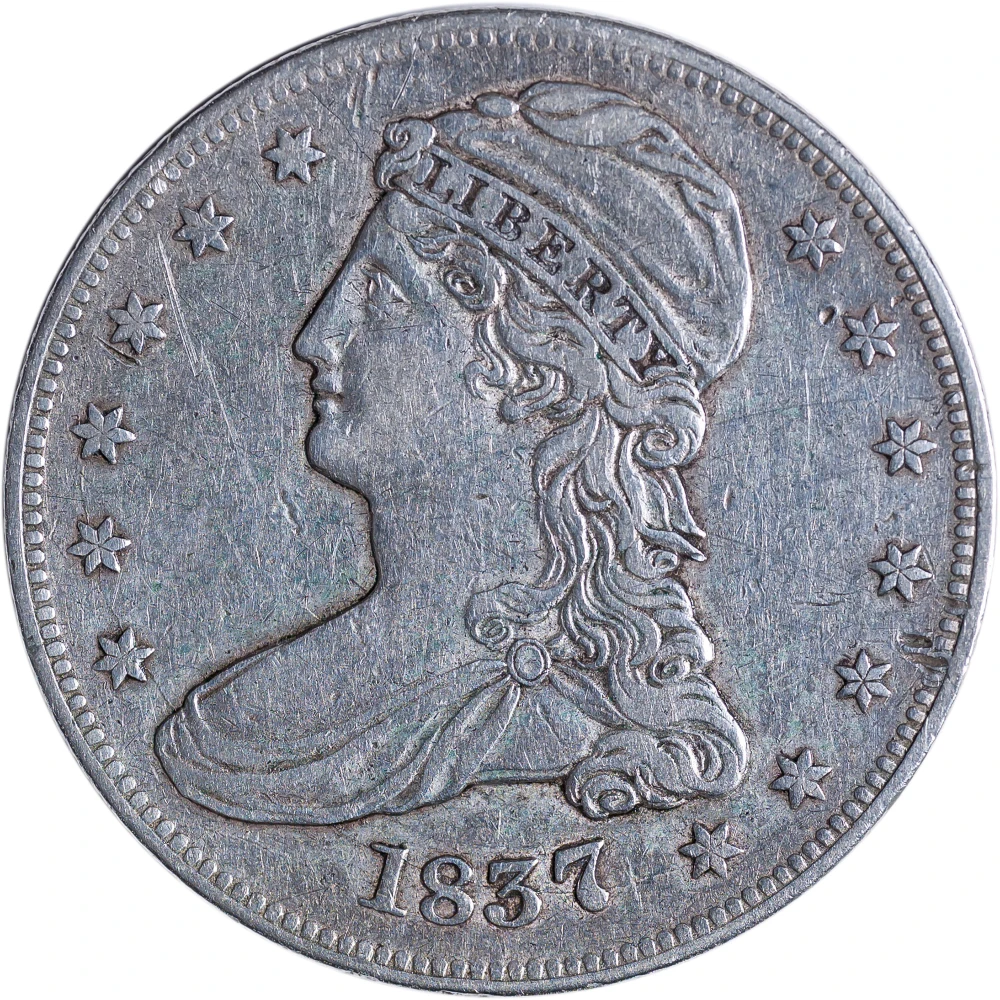 EF-40 1837 Reeded Edge Half Dollar