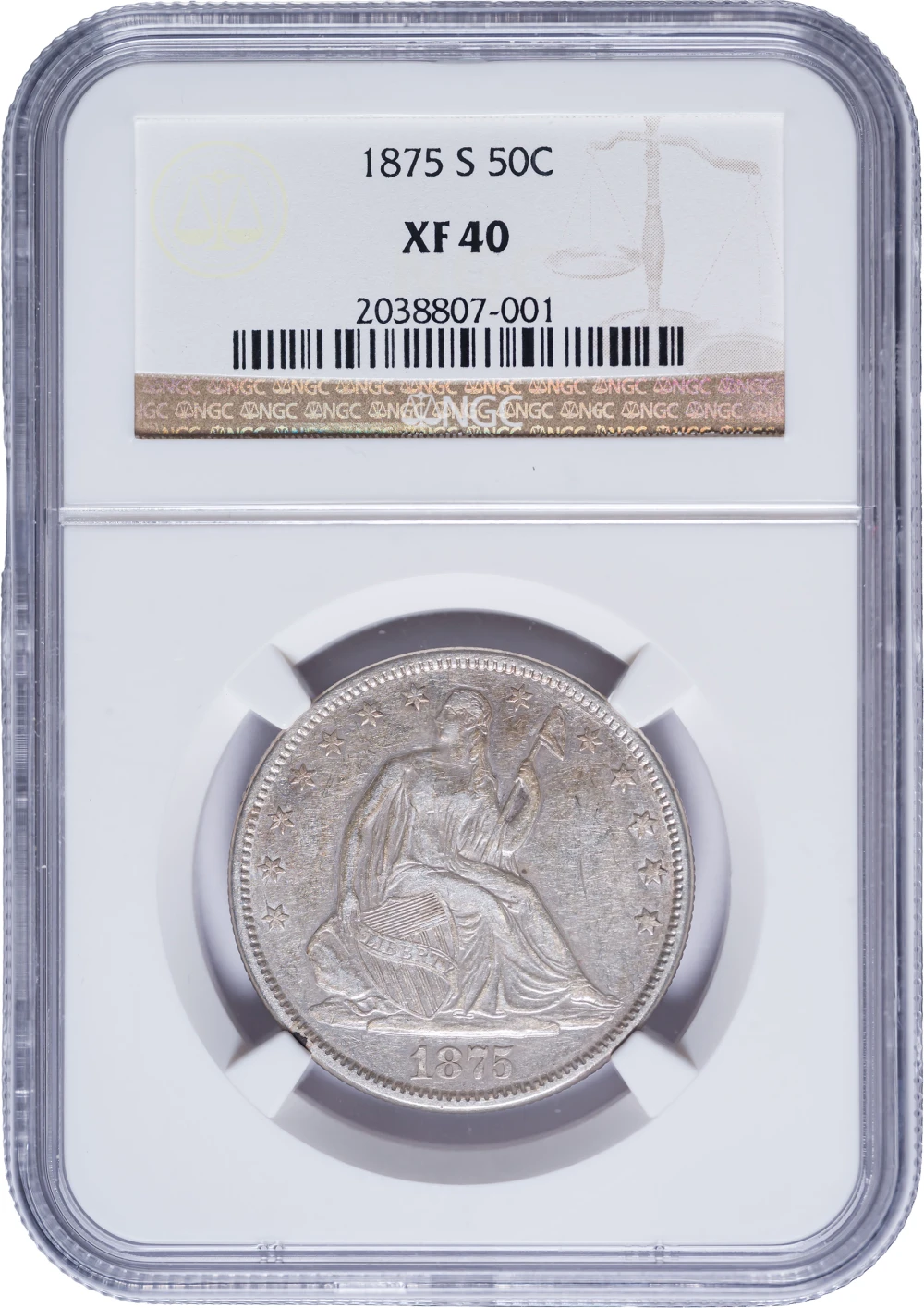 NGC EF-40 1875-S Half Dollar