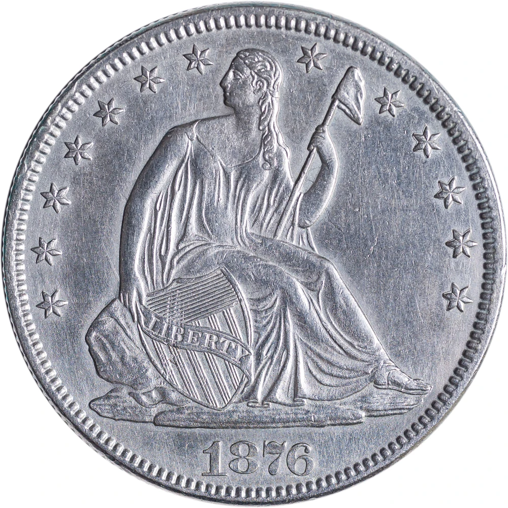 AU-50 or Finer 1876 Liberty Seated Half Dollar