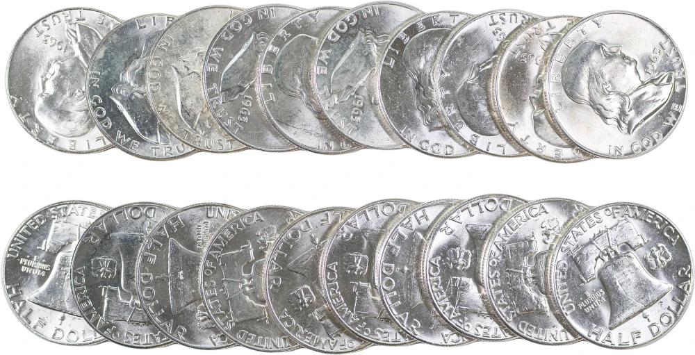 Mixed Roll 1963 and 1963-D Franklin Half Dollars