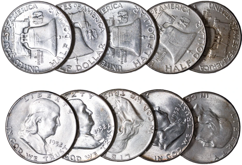 AU-BU Mixed Date Franklin Half Dollars