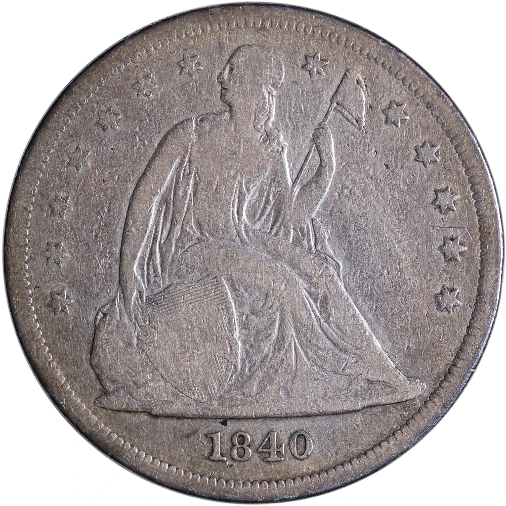 Fine-12 1840 Liberty Seated Dollar