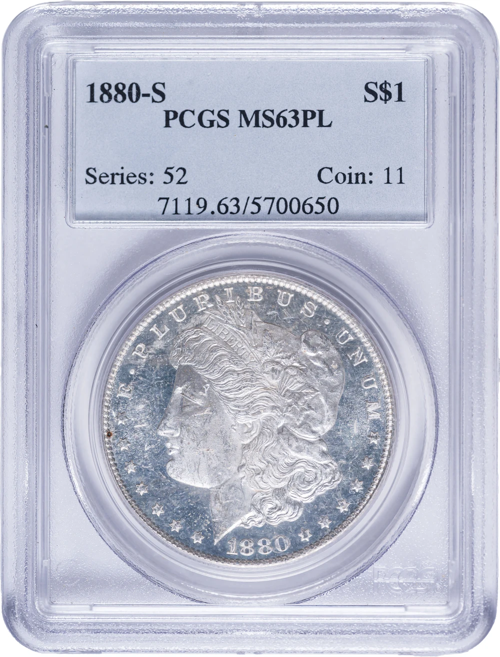 PCGS MS-63 PL 1880-S Morgan Dollar