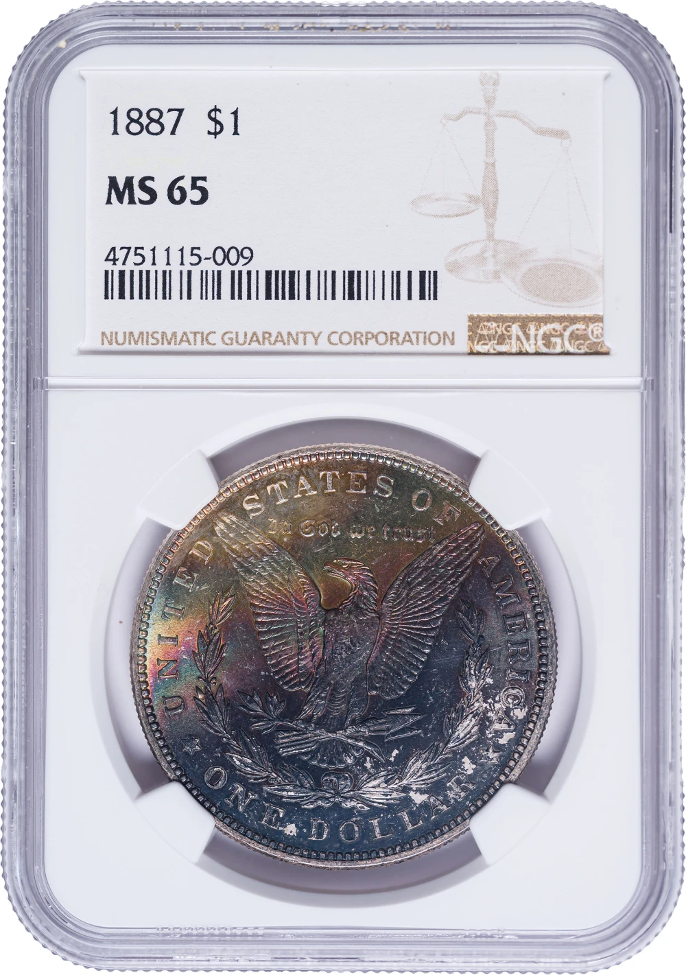 NGC MS-65 Toned 1887 Morgan Dollar