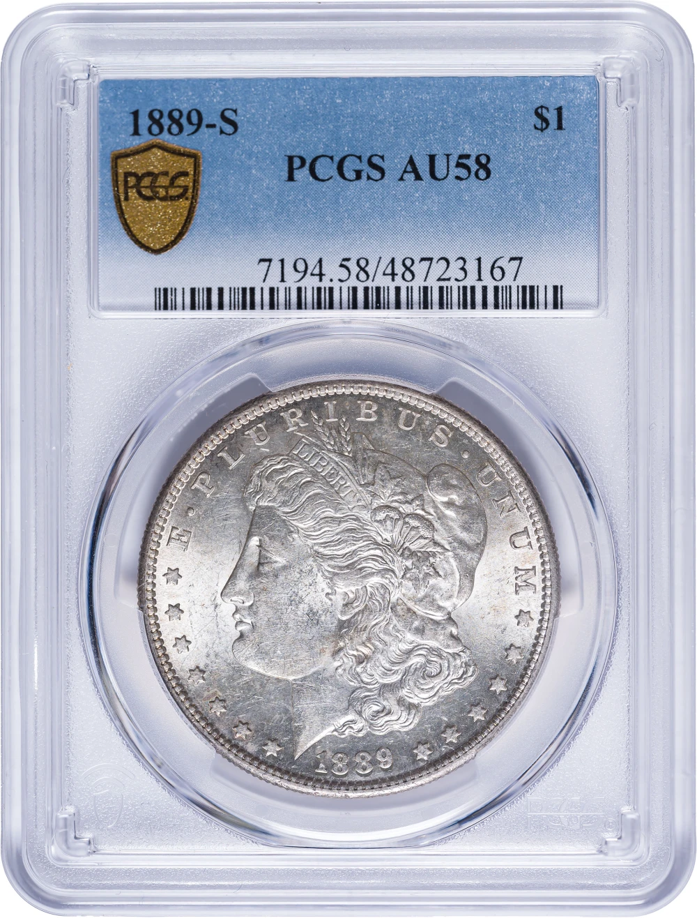 PCGS AU-58 1889-S Morgan Dollar