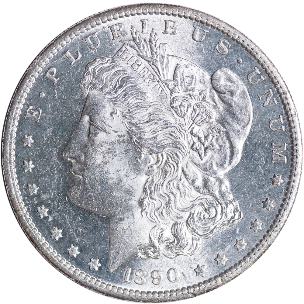 MS-60+ 1890-S Morgan Dollar