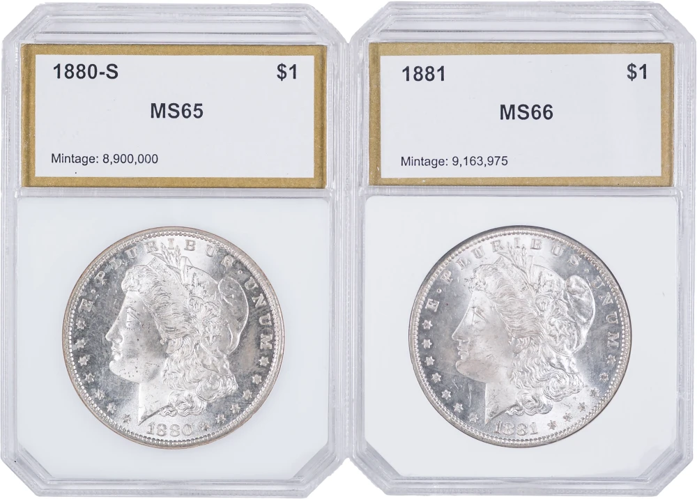 PCI Unc Morgan Dollar Duo