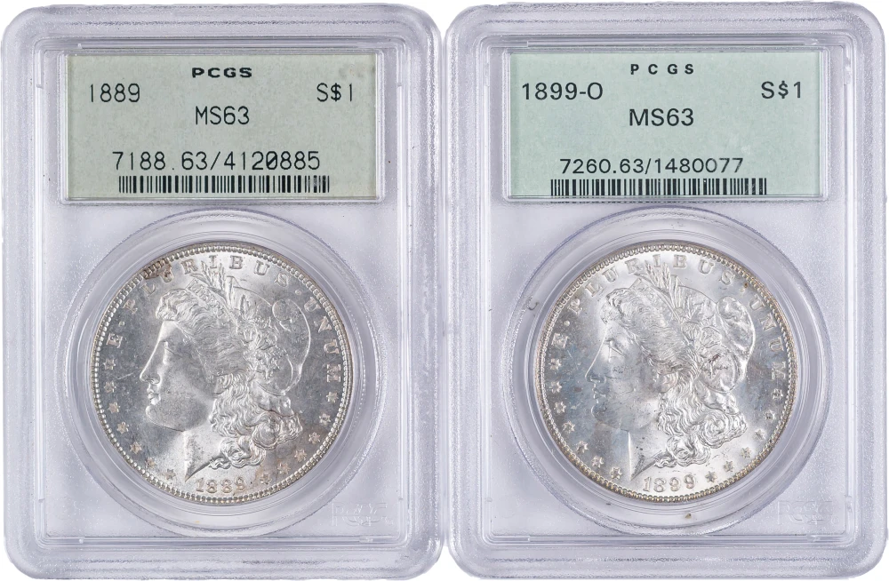 PCGS MS-63 Morgan Dollar Pair