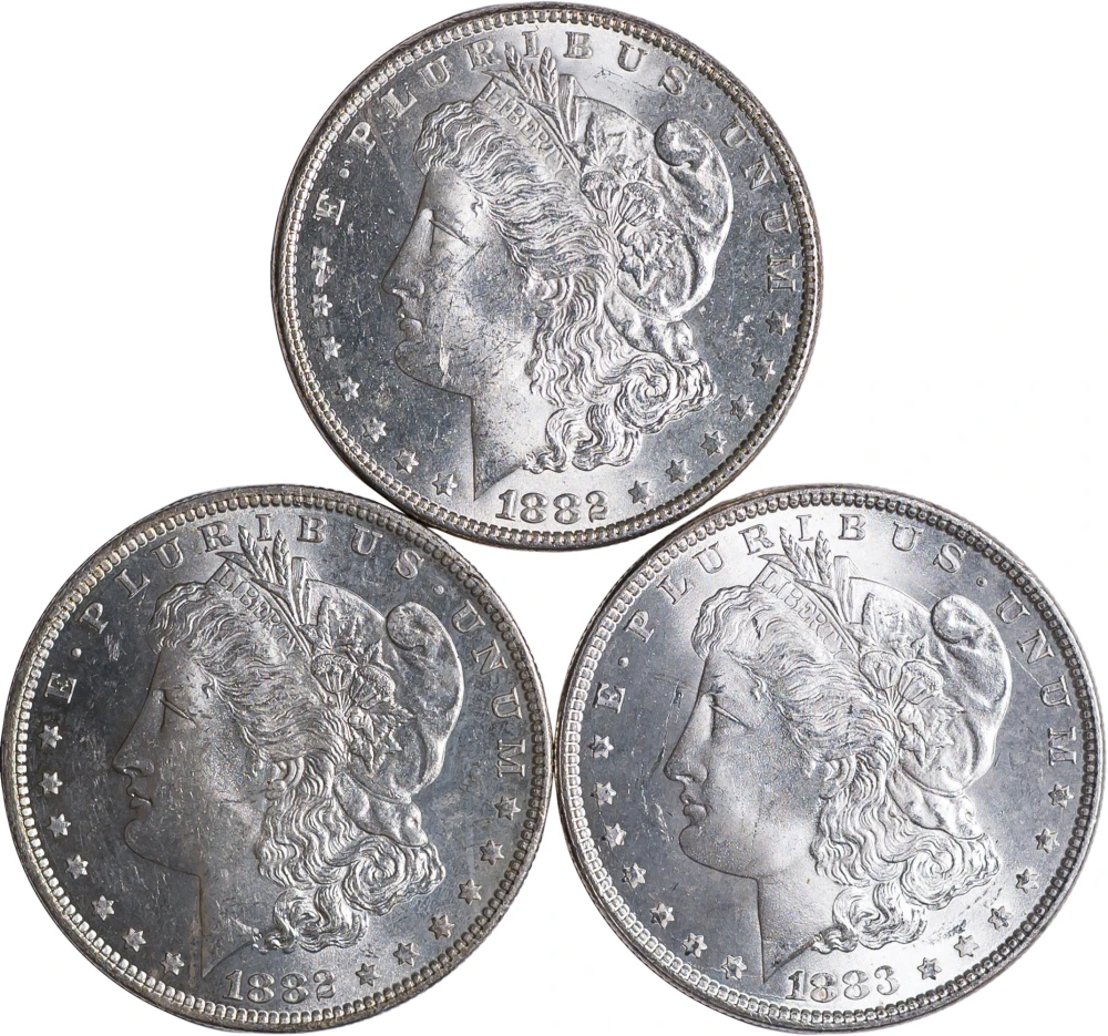 Lustrous Unc Morgan Dollar Trio