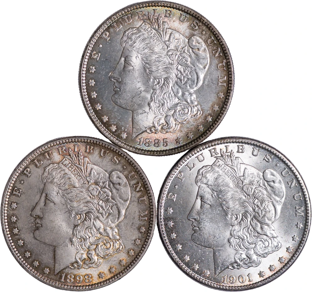 Trio of MS-62 Morgan Dollars