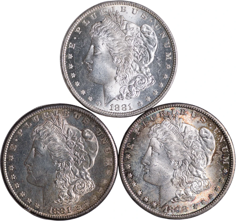 Satiny Unc Morgan Dollar Threesome