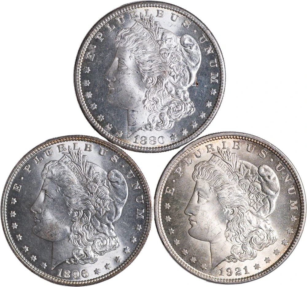 Choice to Gem Unc Morgan Dollar Trio