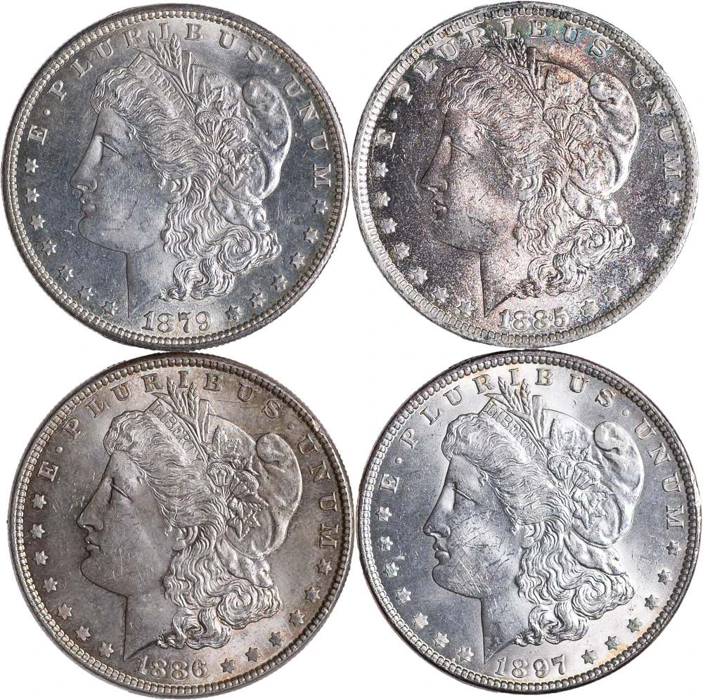 MS-60 and Finer Morgan Dollar Foursome