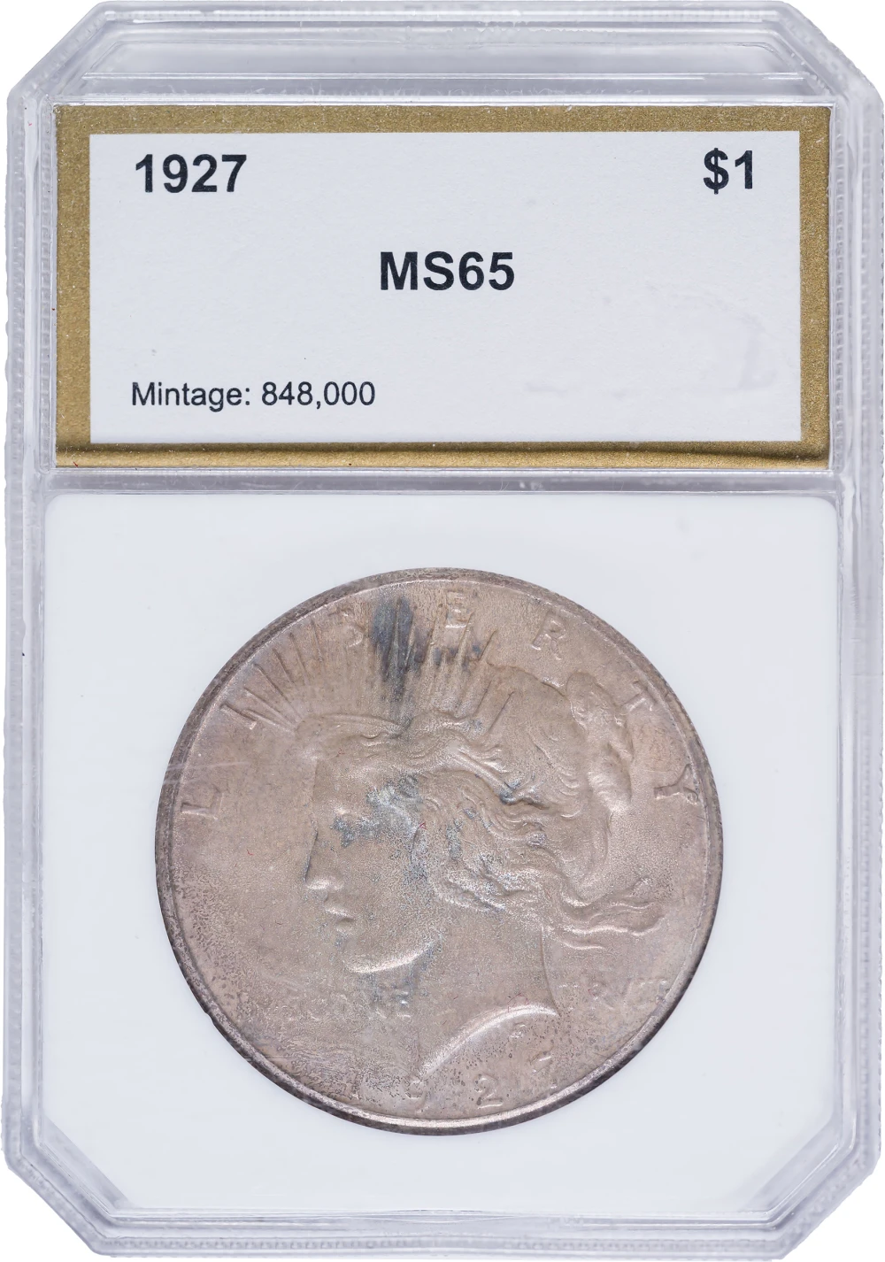 PCI MS-65 Toned 1927 Peace Dollar