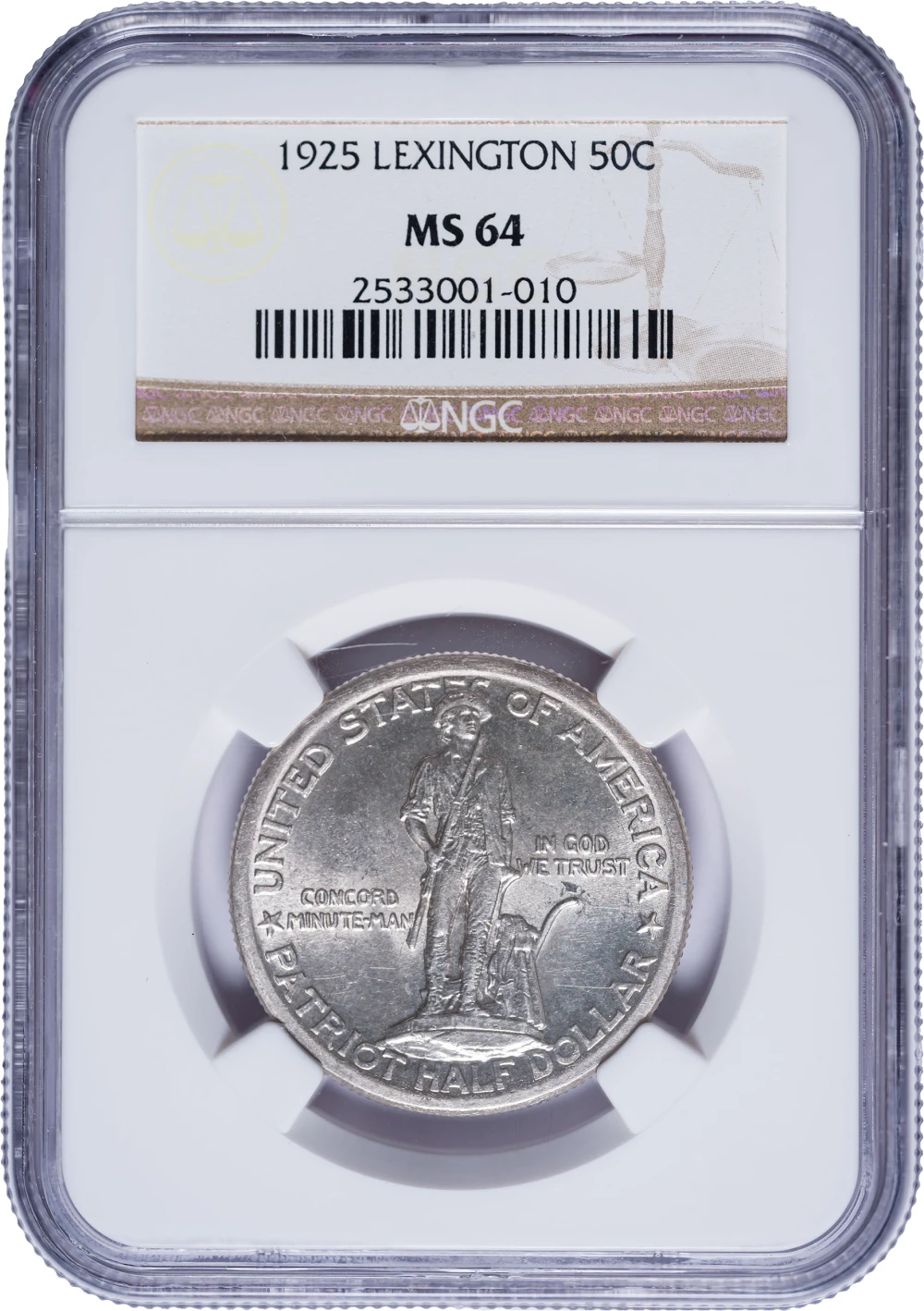NGC MS-64 1925 Lexington-Concord Half Dollar