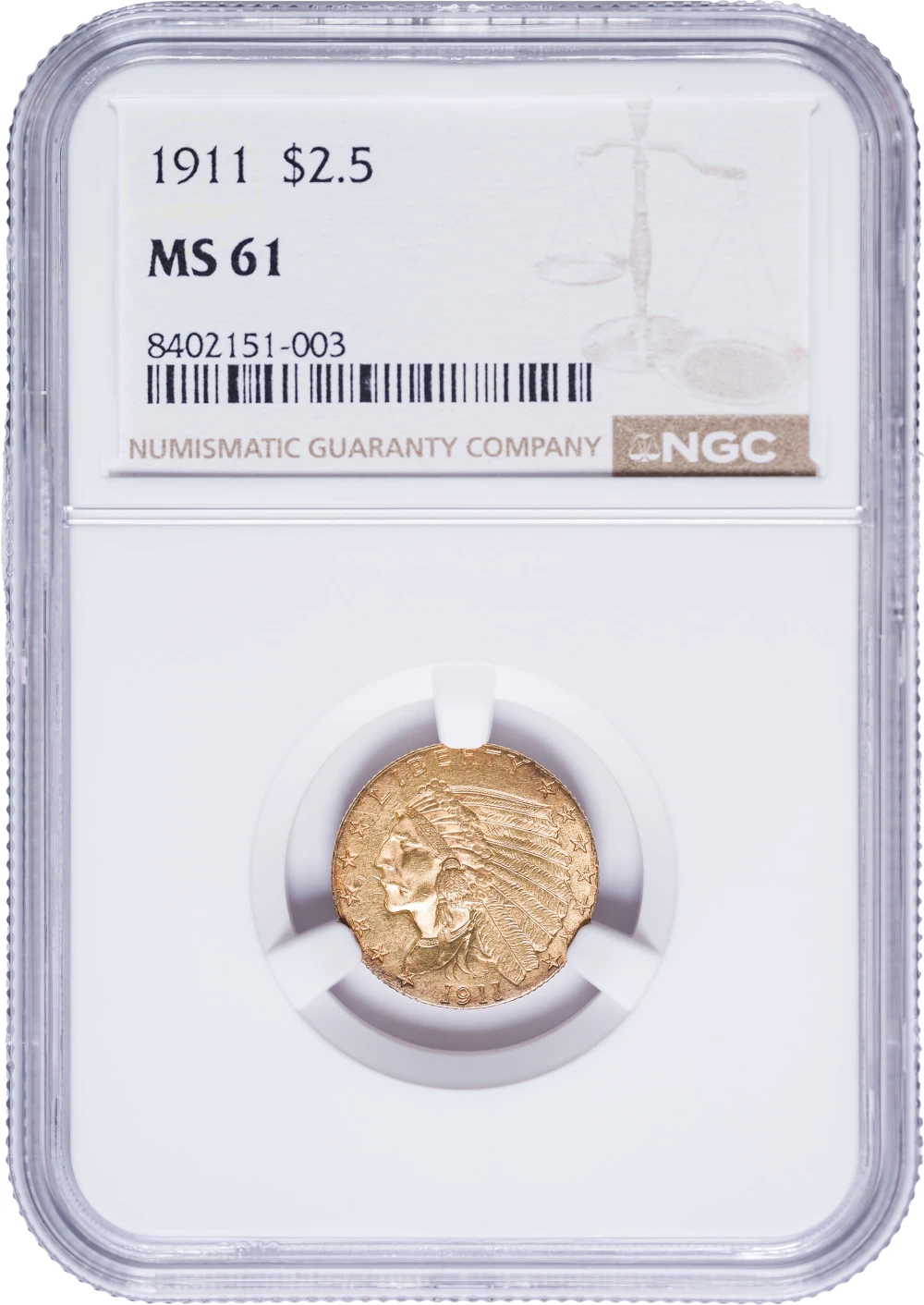 NGC MS-61 1911 Gold $2.50
