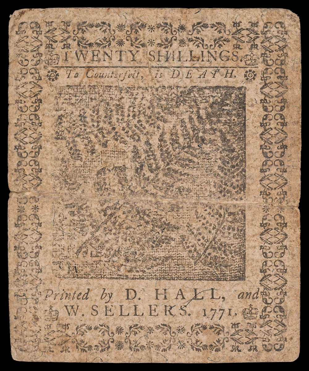 Colonial. Pennsylvania. Fine-VF 1771 20 Shillings